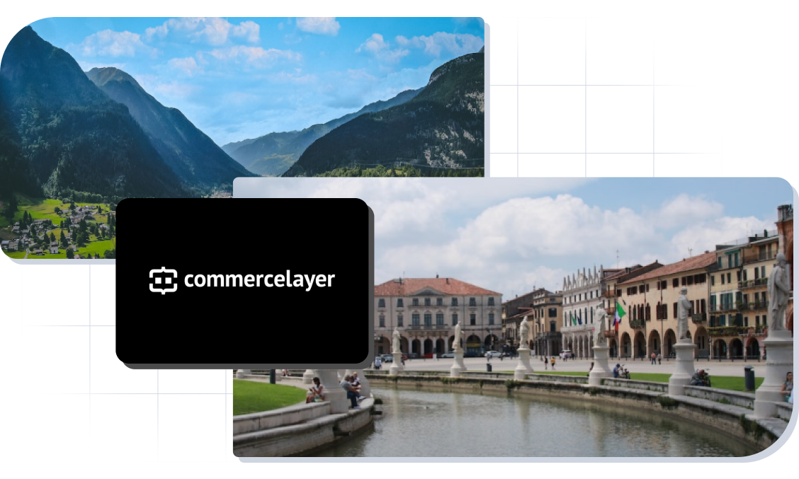 Commerce Layer logo and 2 images of Prato