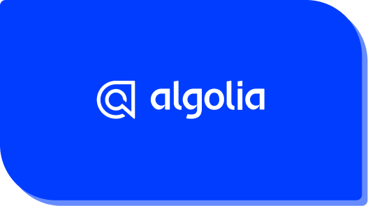 Algolia logo on blue background