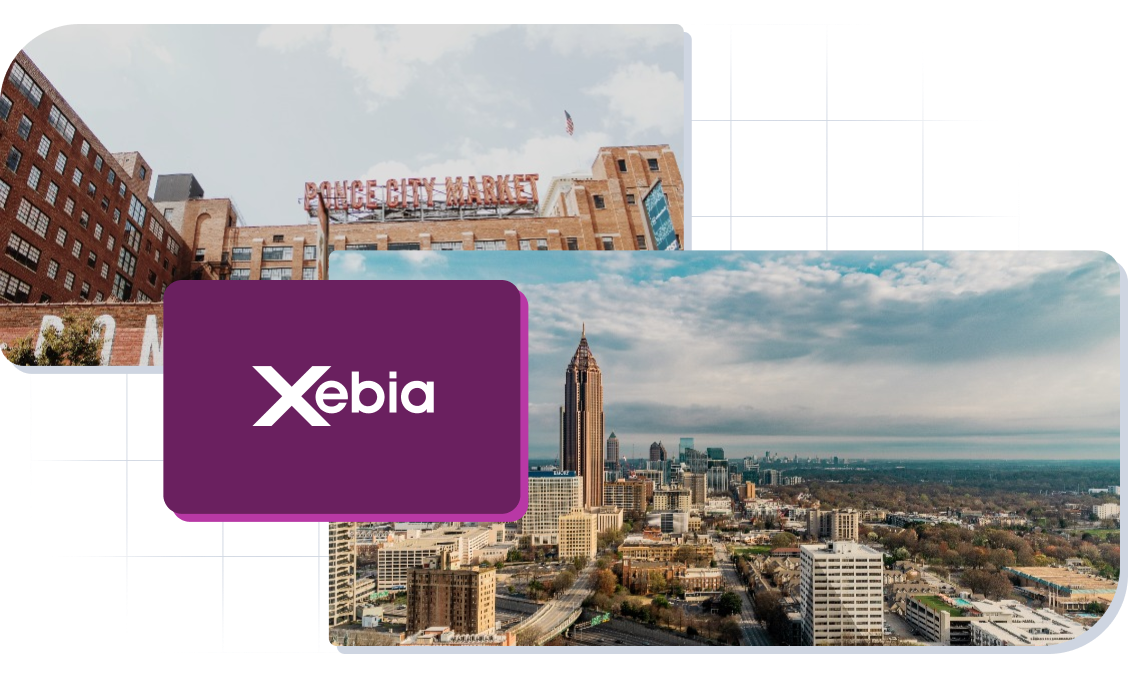 Two images of Atlanta and the Xebia logo