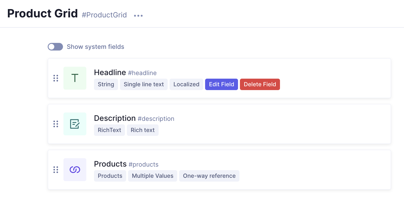 Product grid component